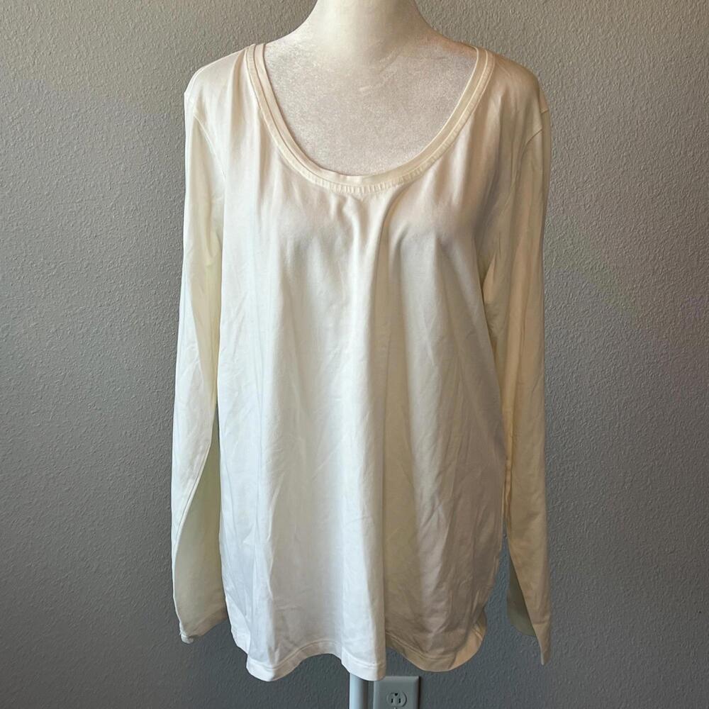 Land's End Ivory Scoopneck Long Sleeve TShirt Size Large